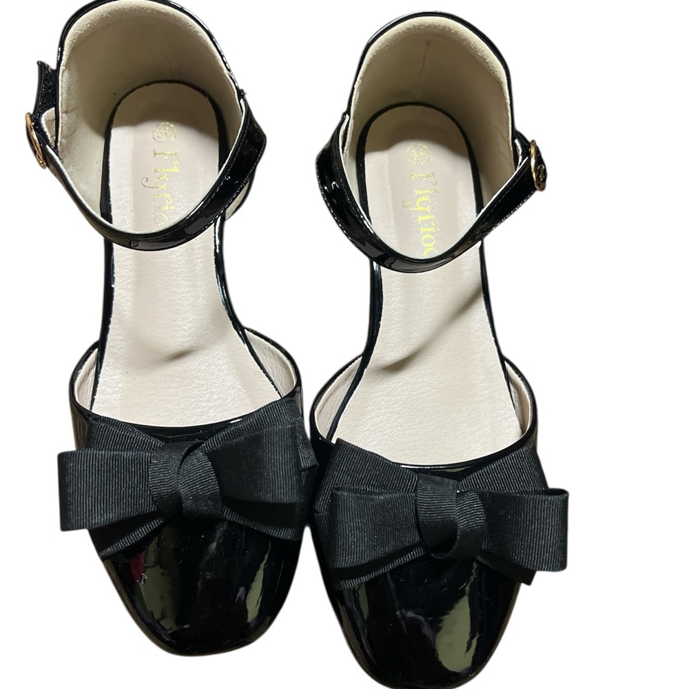 Flyrioc Black Patent Bow Kids Dress Shoes